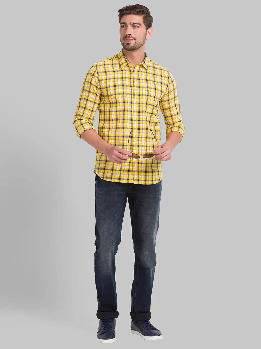 Men Slim Fit Medium Blue Shirt