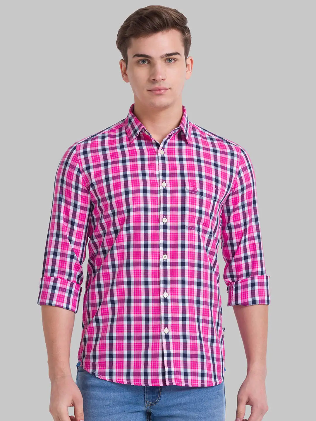 Men Slim Fit Medium Blue Shirt