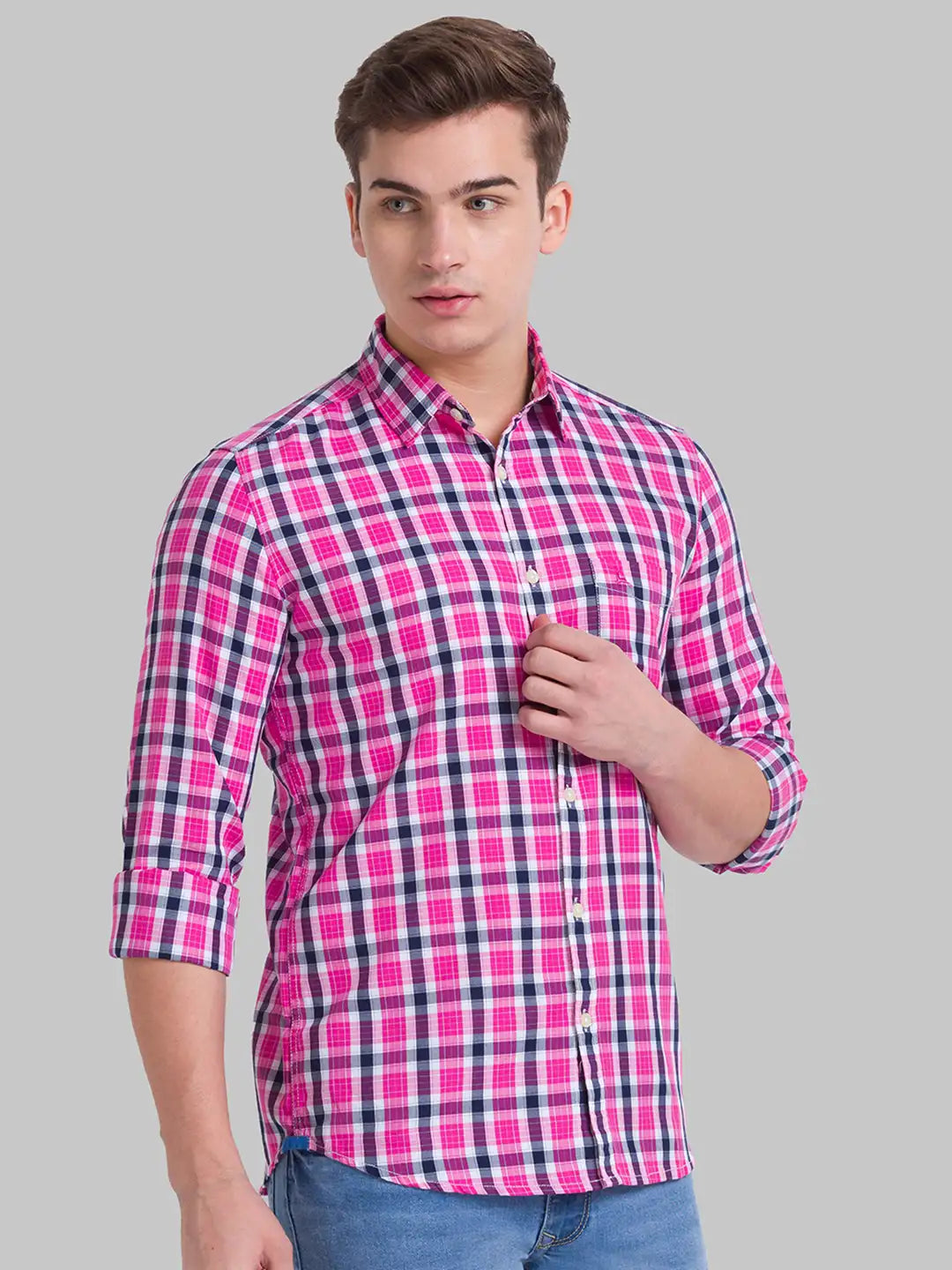Men Slim Fit Medium Blue Shirt
