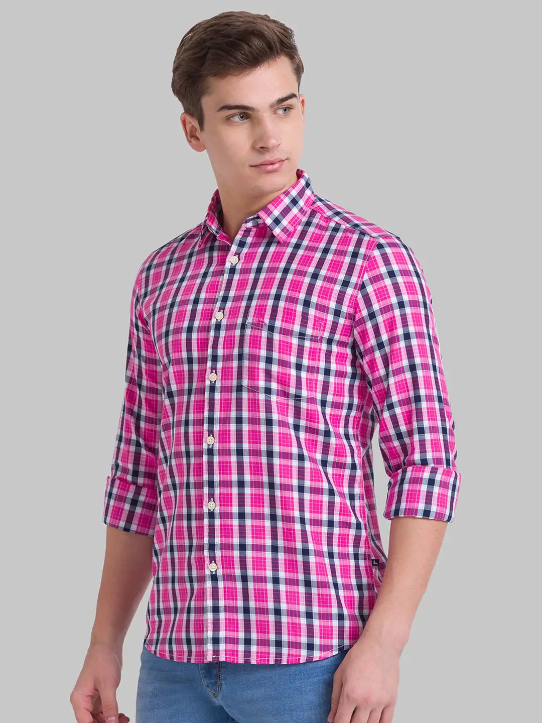 Men Slim Fit Medium Blue Shirt
