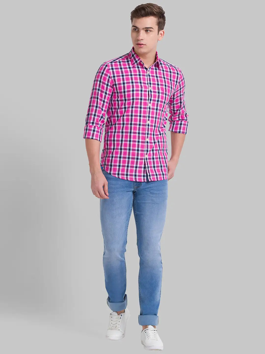 Men Slim Fit Medium Blue Shirt