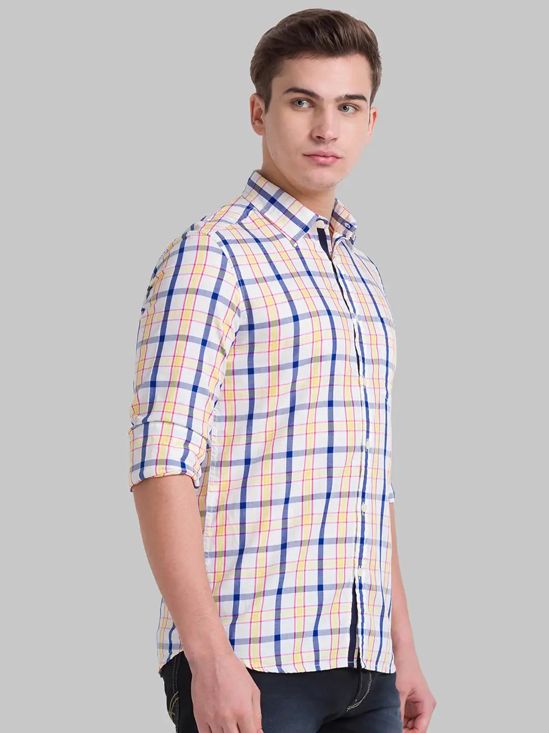 Men Slim Fit Dark Yellow Shirt