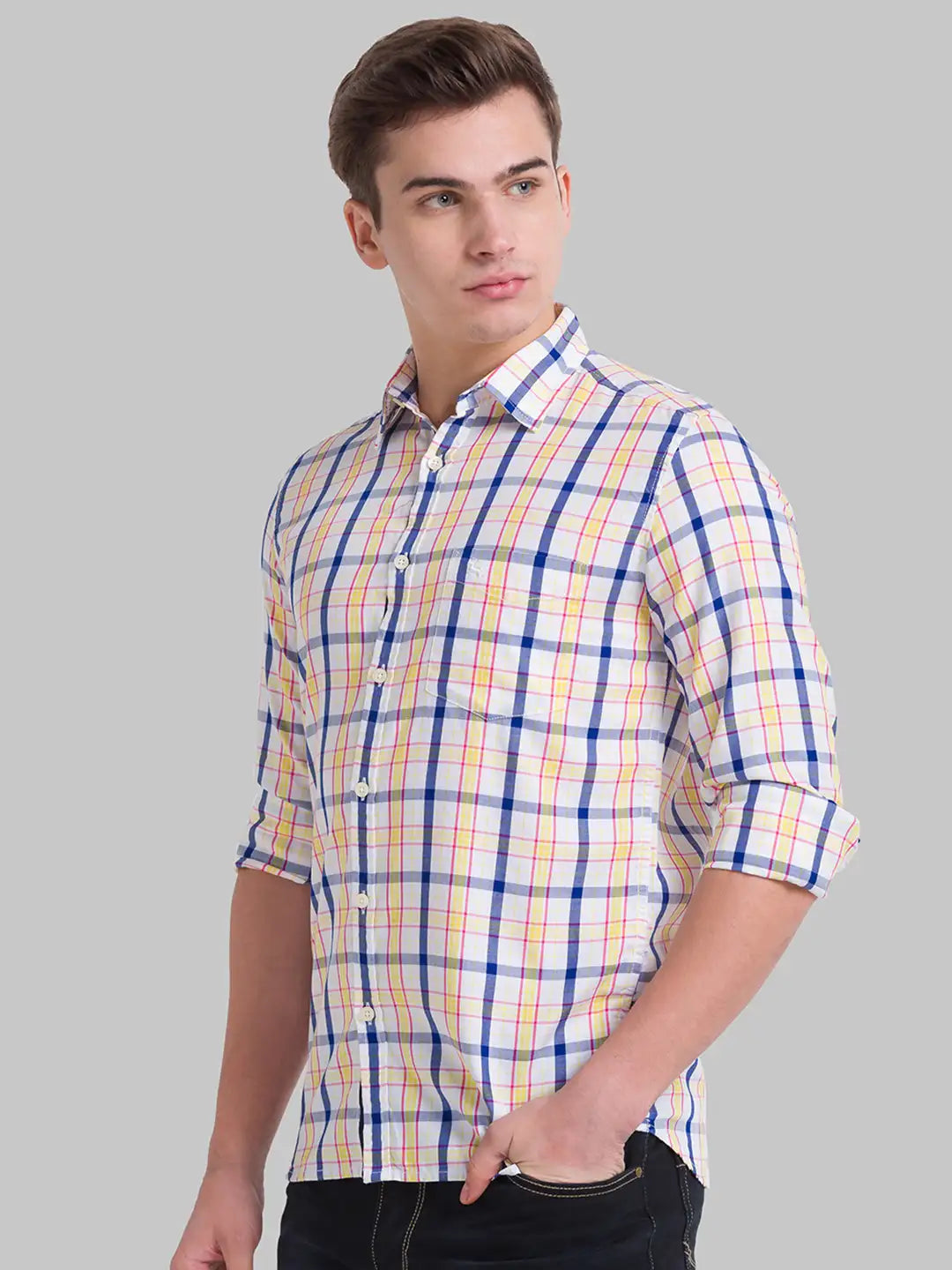 Men Slim Fit Dark Yellow Shirt