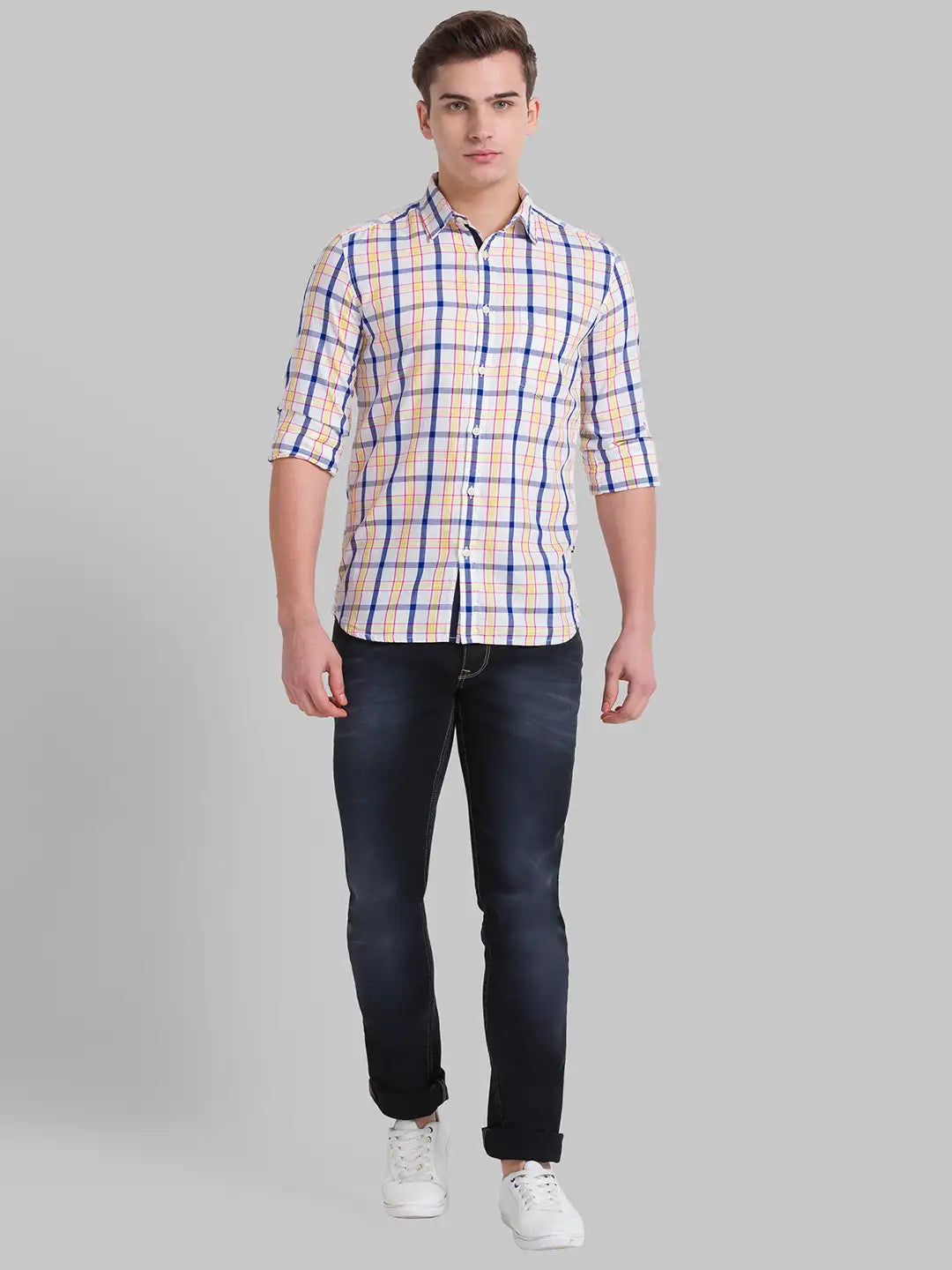 Men Slim Fit Dark Yellow Shirt