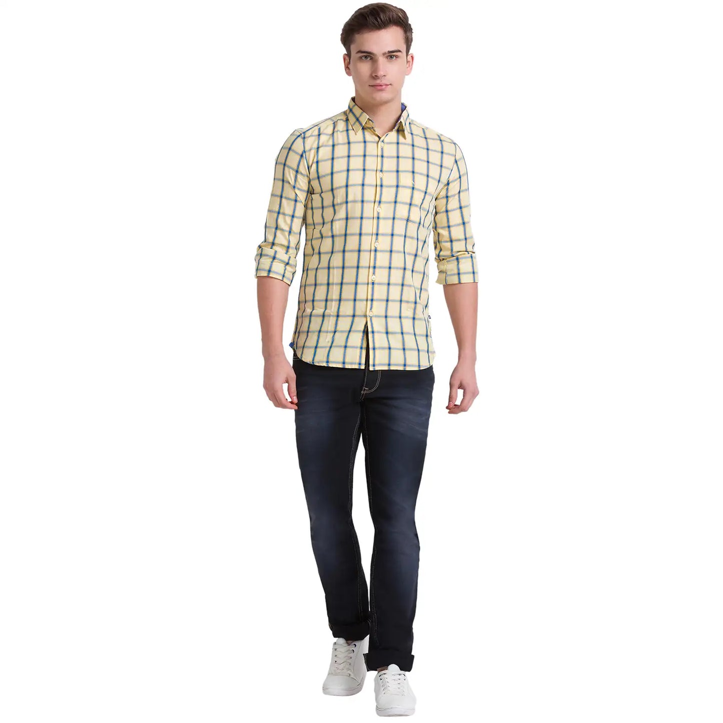 Men Slim Fit Medium Blue Shirt