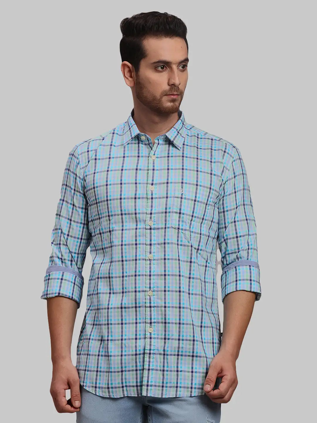 Men Slim Fit Blue Shirt