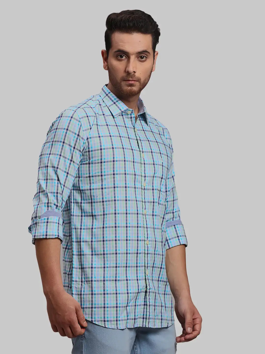Men Slim Fit Blue Shirt