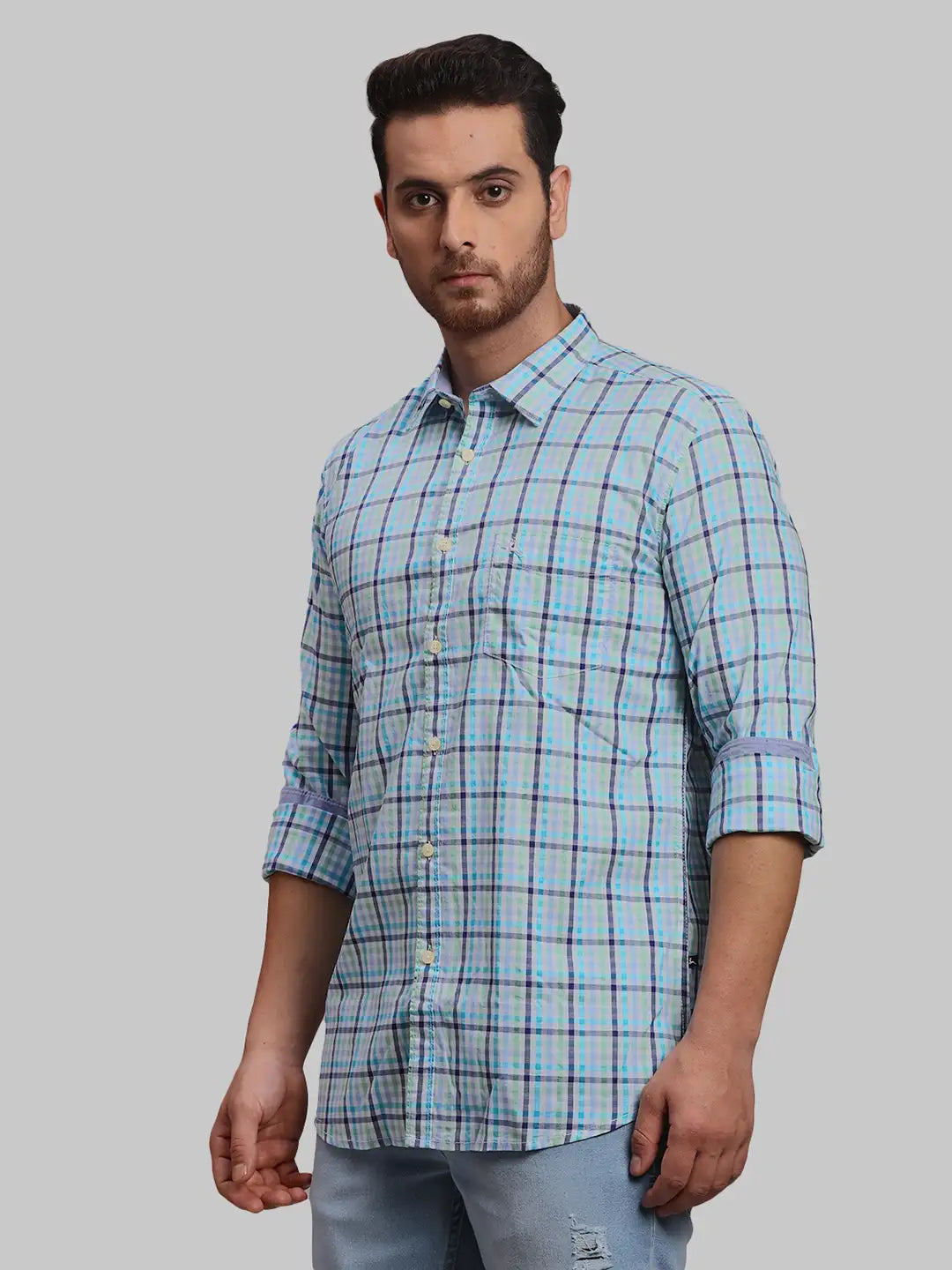 Men Slim Fit Blue Shirt