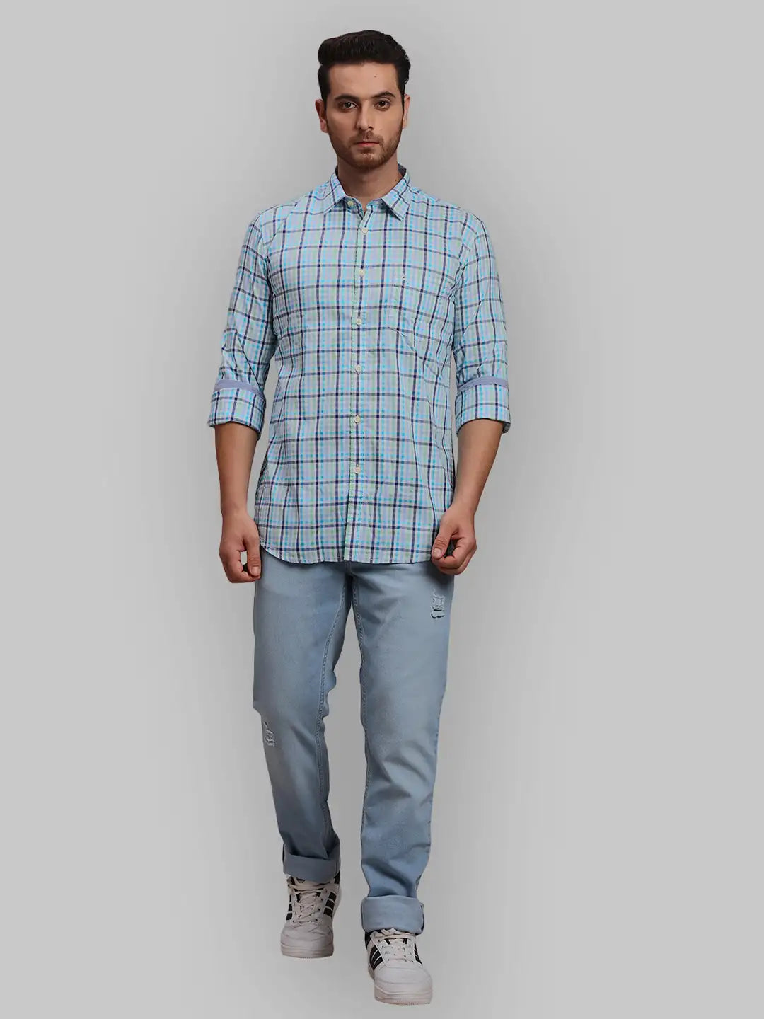 Men Slim Fit Blue Shirt
