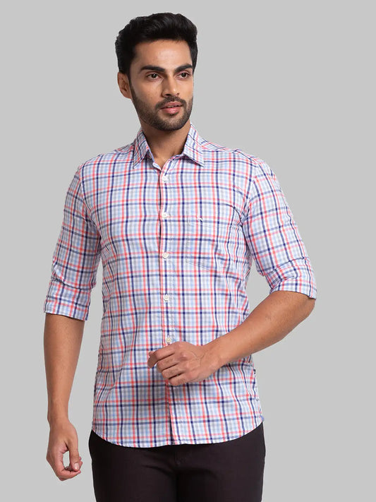 Men Slim Fit Dark Red Shirt