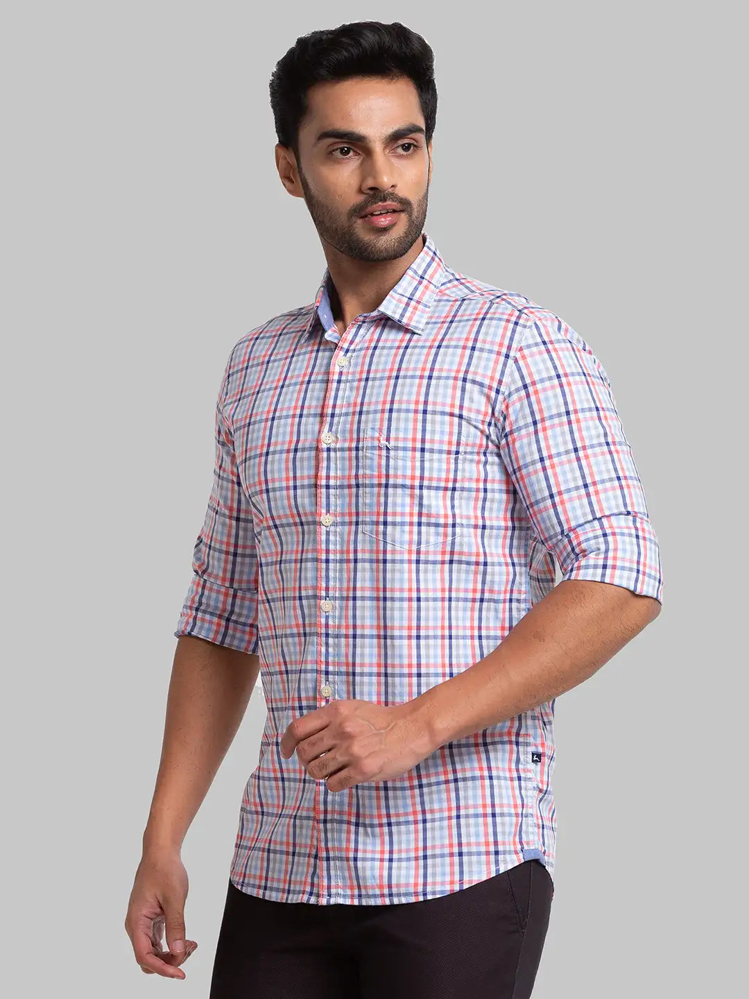 Men Slim Fit Dark Red Shirt