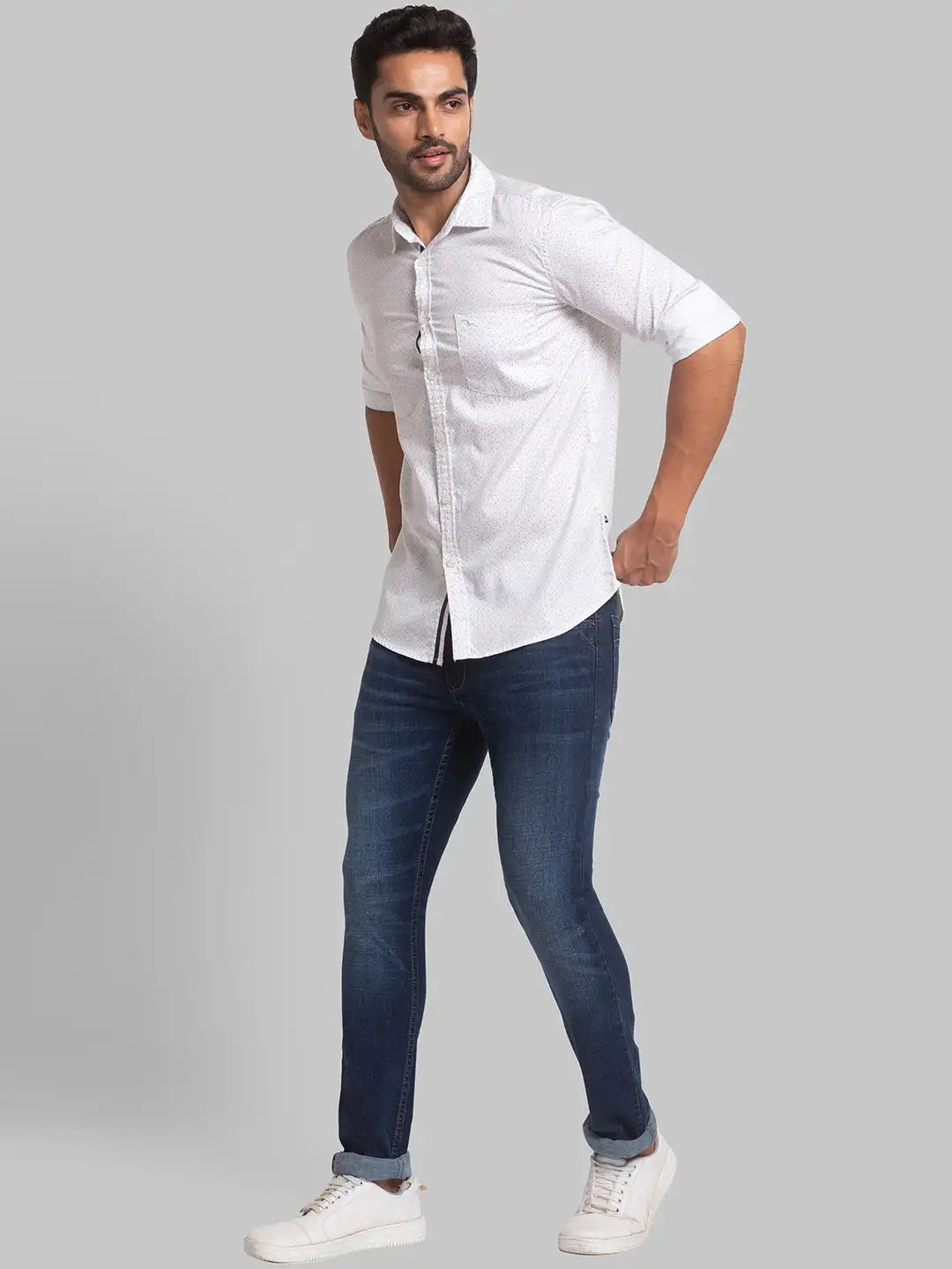 Men Slim Fit White Shirt