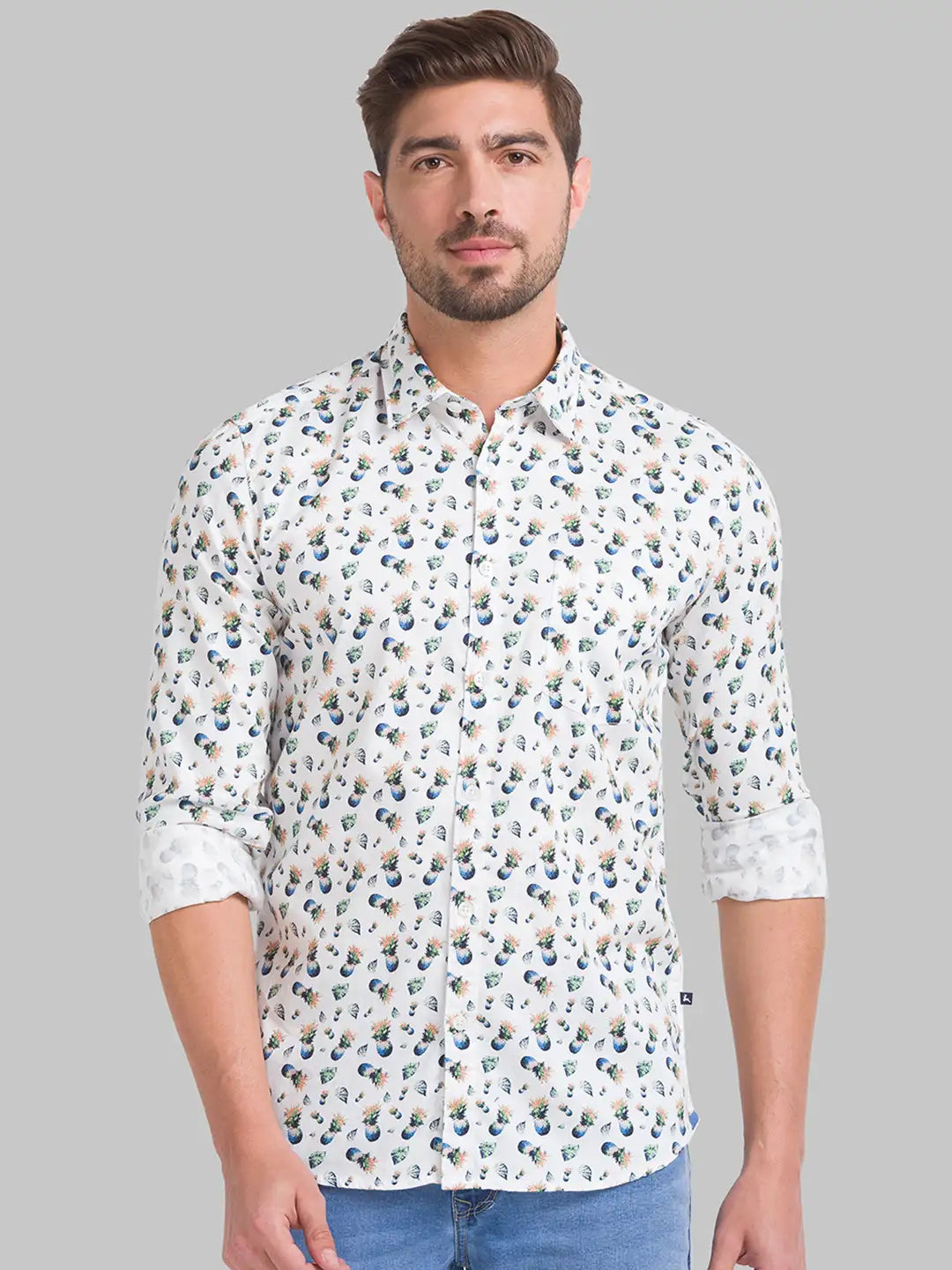 Men Slim Fit Light Blue Shirt