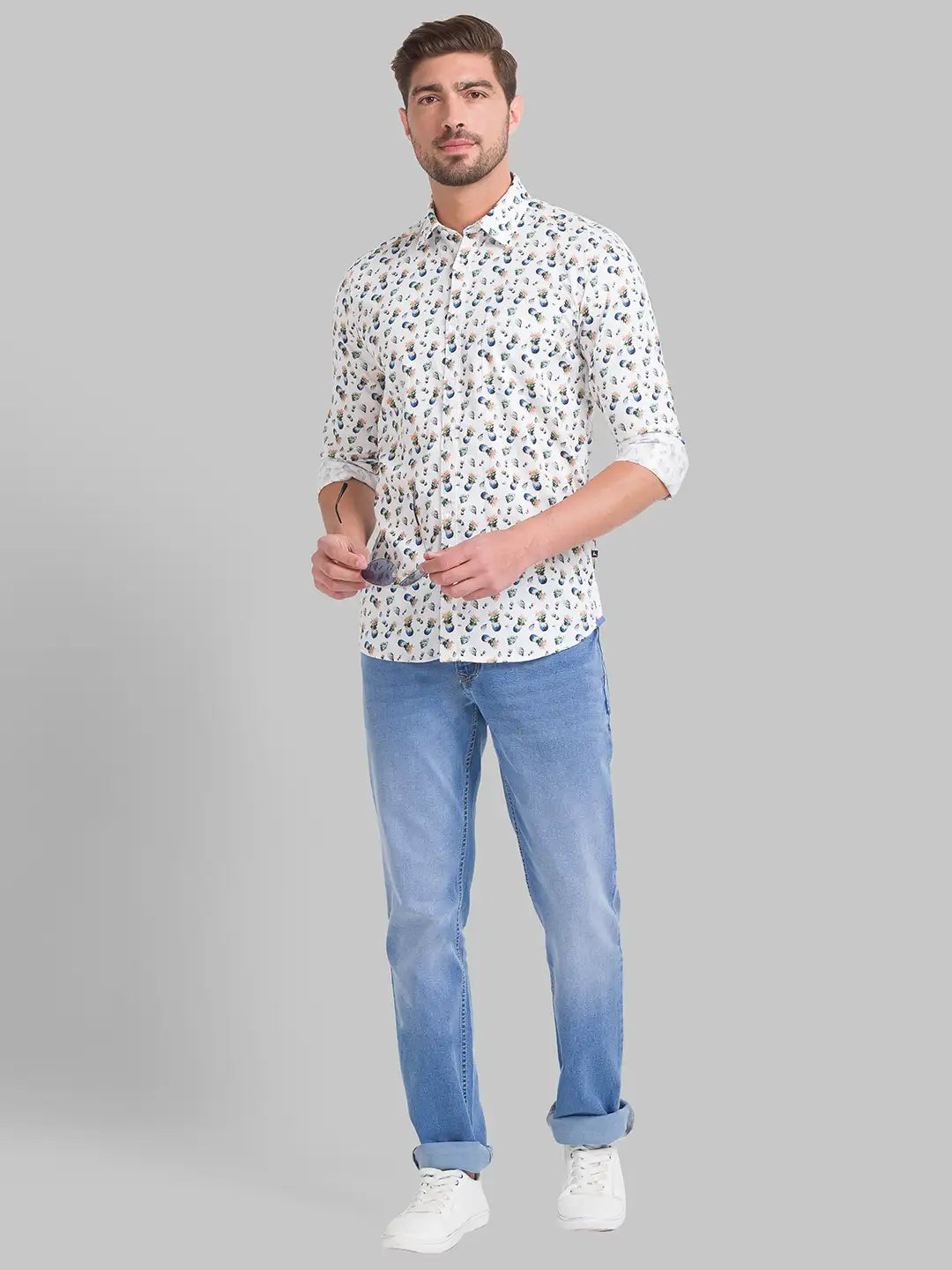 Men Slim Fit Light Blue Shirt