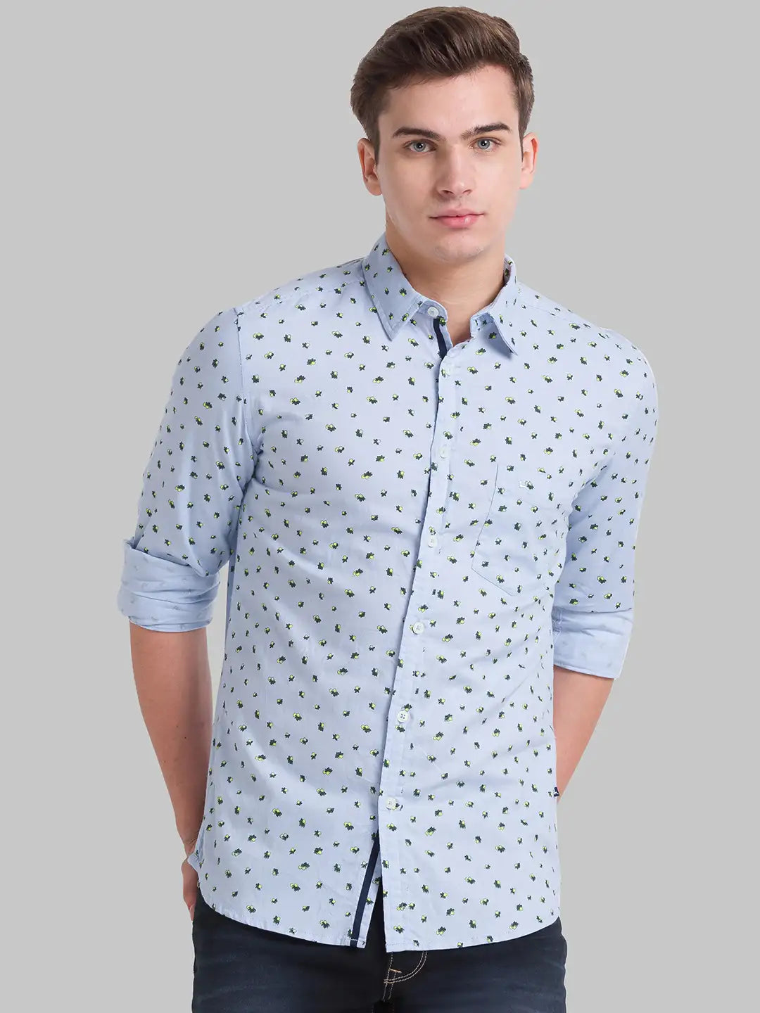Men Slim Fit Dark Blue Shirt