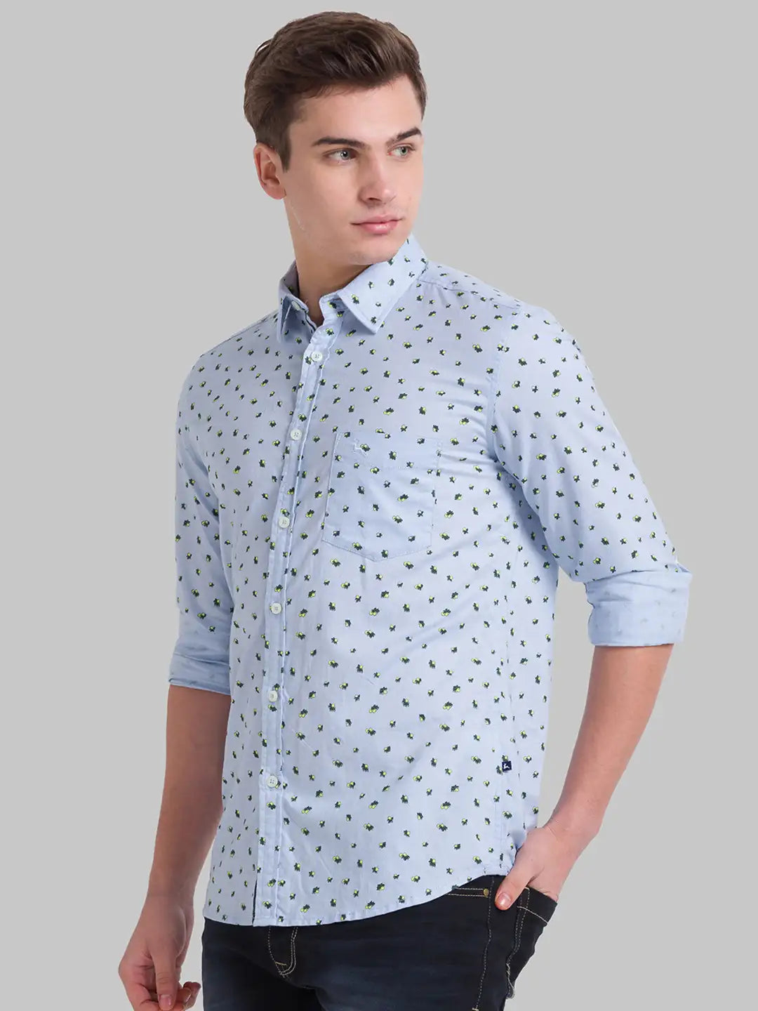 Men Slim Fit Dark Blue Shirt