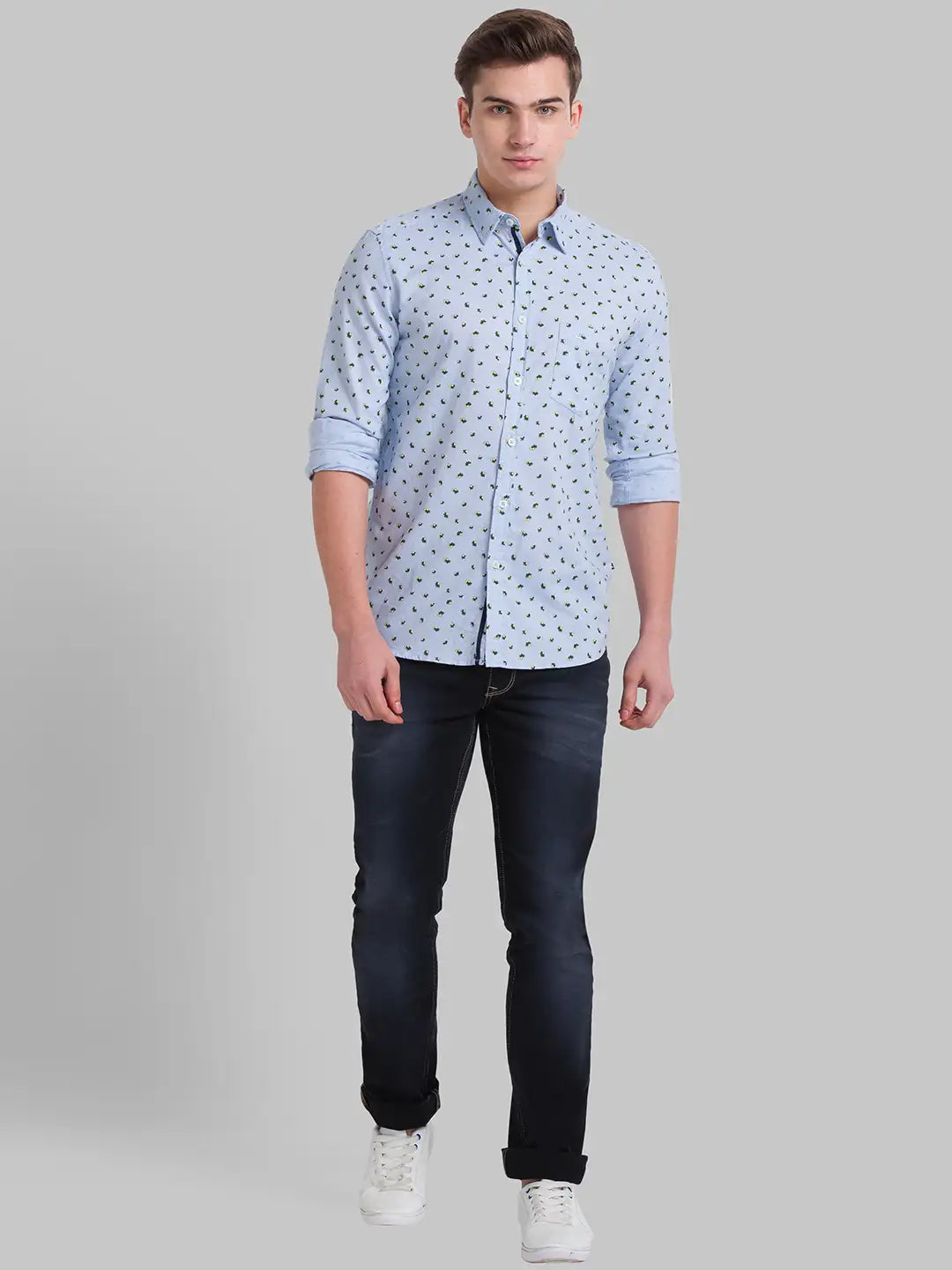 Men Slim Fit Dark Blue Shirt