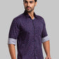 Men Slim Fit Dark Blue Shirt