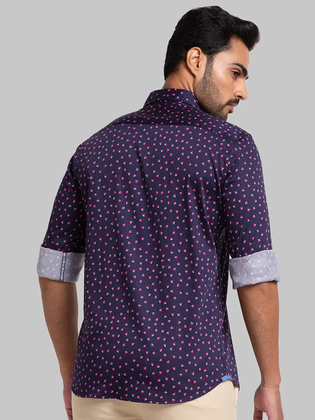 Men Slim Fit Dark Blue Shirt