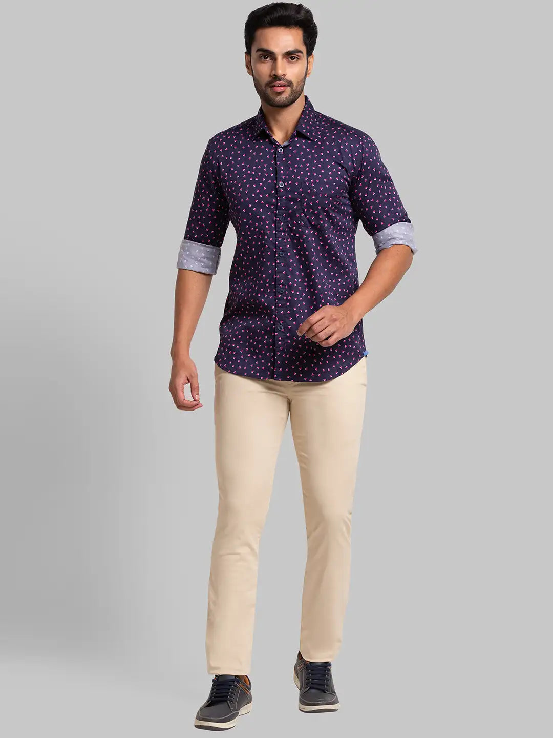 Men Slim Fit Dark Blue Shirt