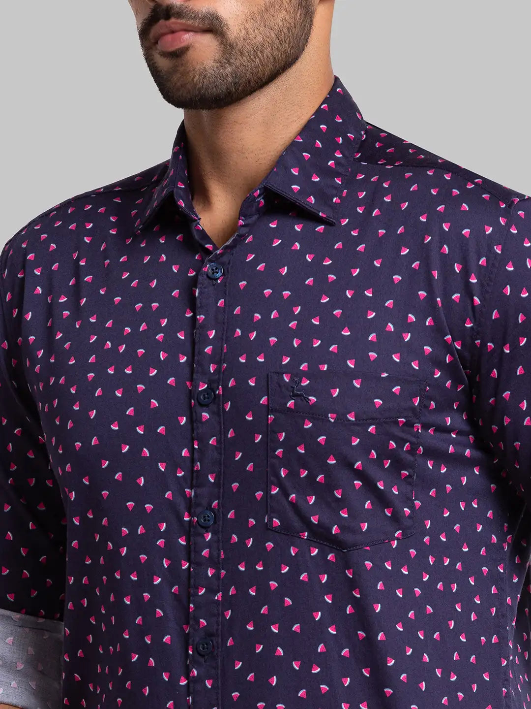 Men Slim Fit Dark Blue Shirt