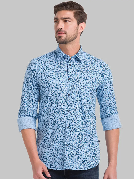 Men Slim Fit Medium Blue Shirt