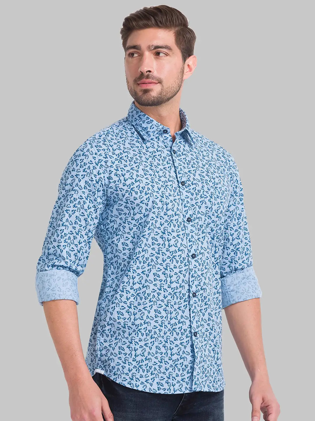Men Slim Fit Medium Blue Shirt
