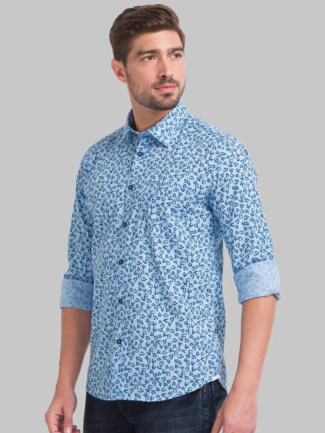 Men Slim Fit Medium Blue Shirt
