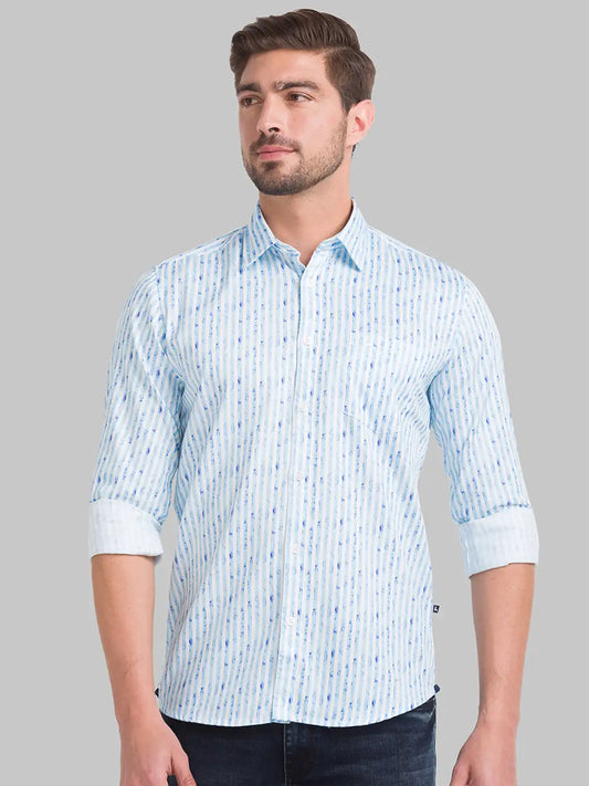 Men Slim Fit Dark Blue Shirt