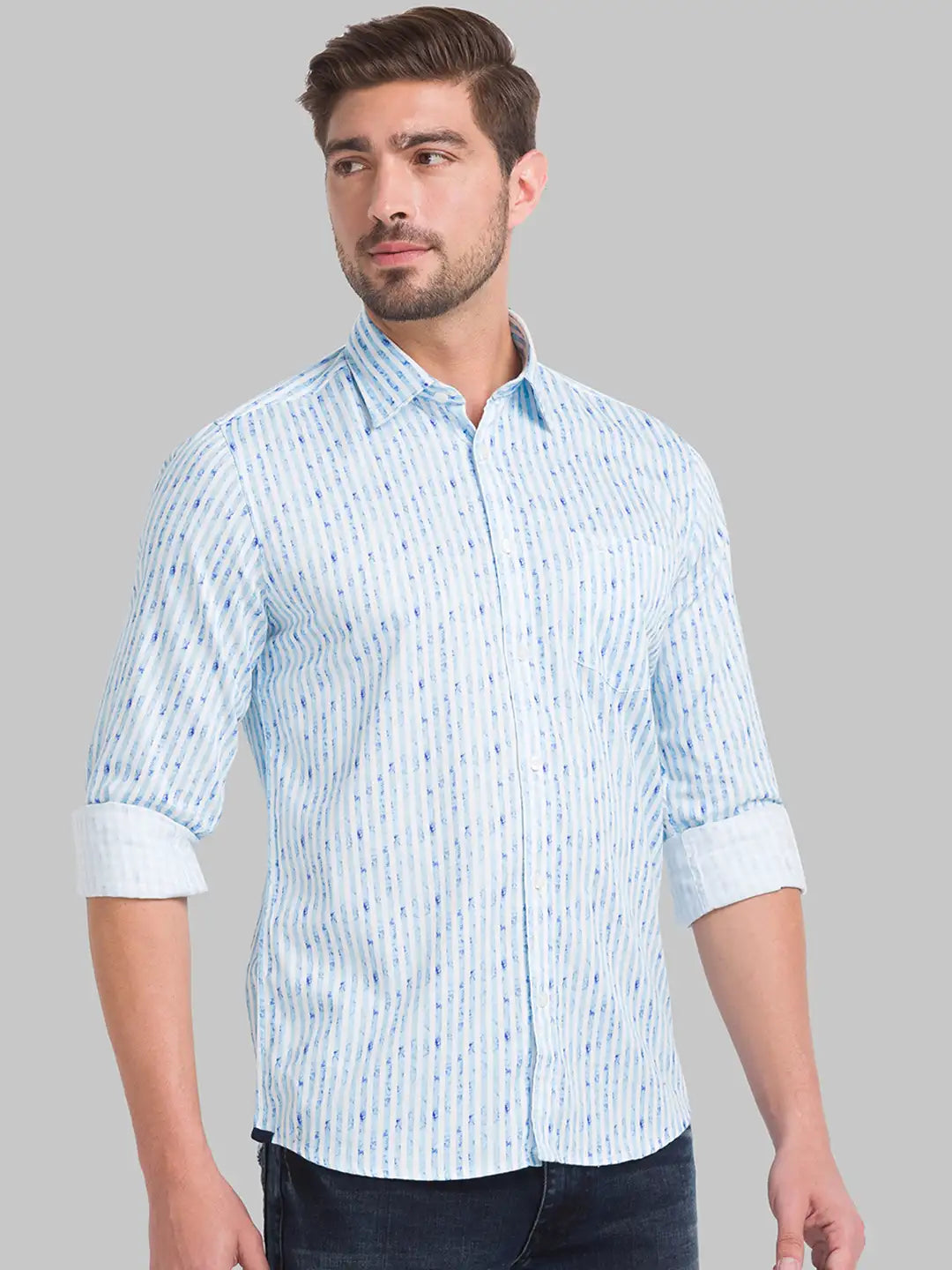 Men Slim Fit Dark Blue Shirt
