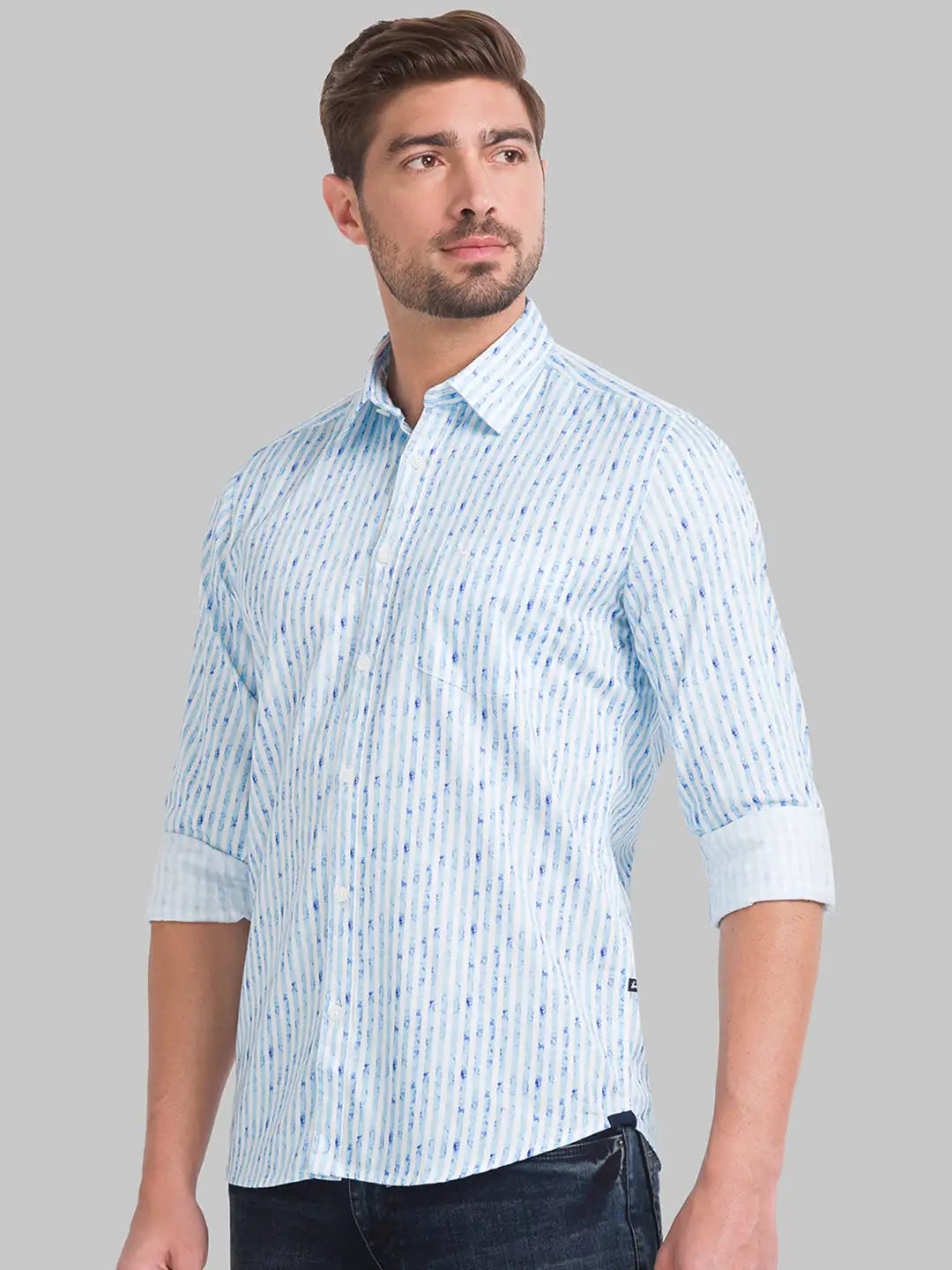 Men Slim Fit Dark Blue Shirt