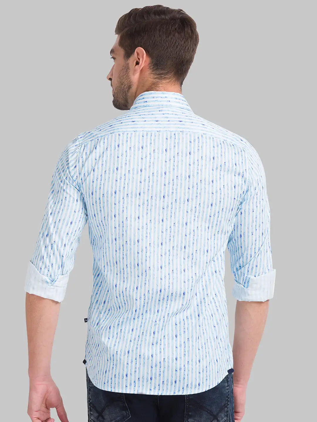 Men Slim Fit Dark Blue Shirt