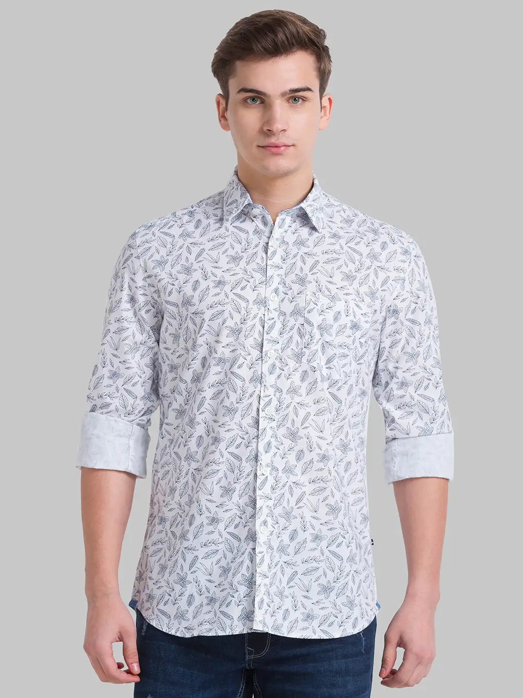 Men Slim Fit Light Blue Shirt