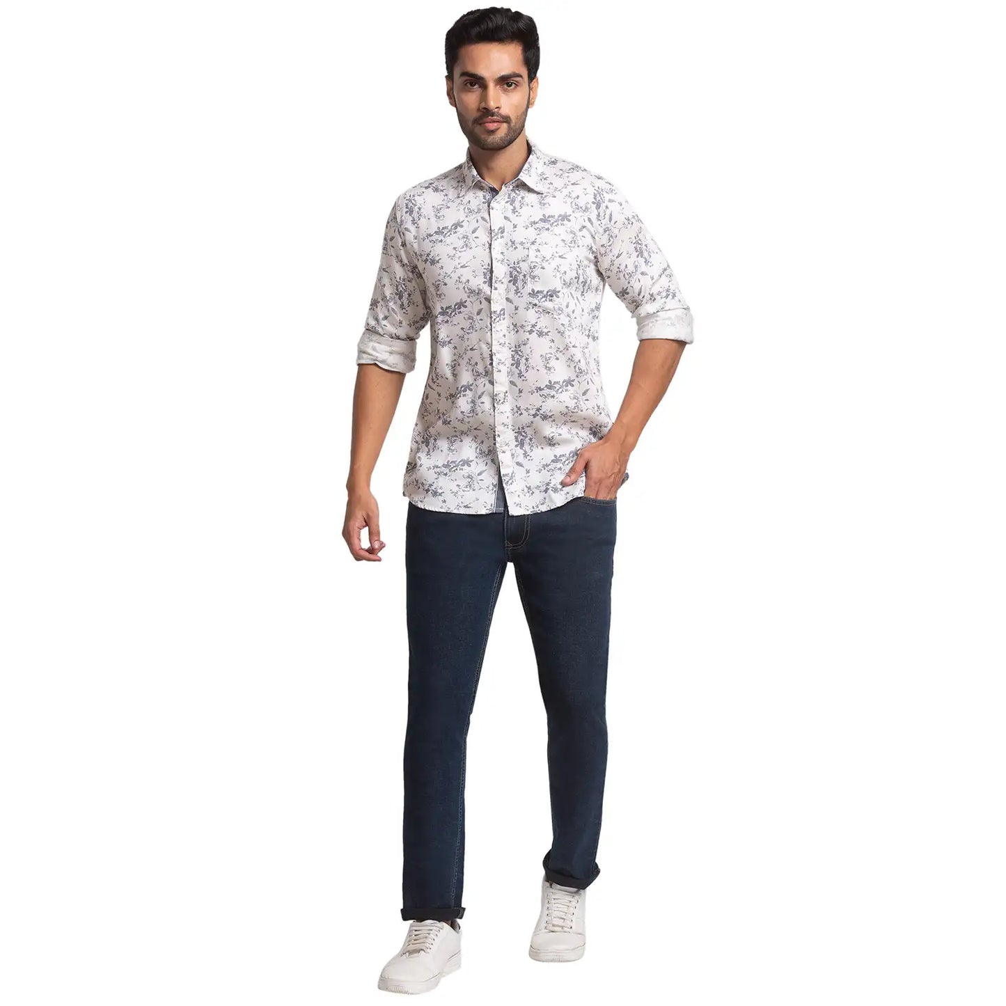 Men Slim Fit Blue Chinos