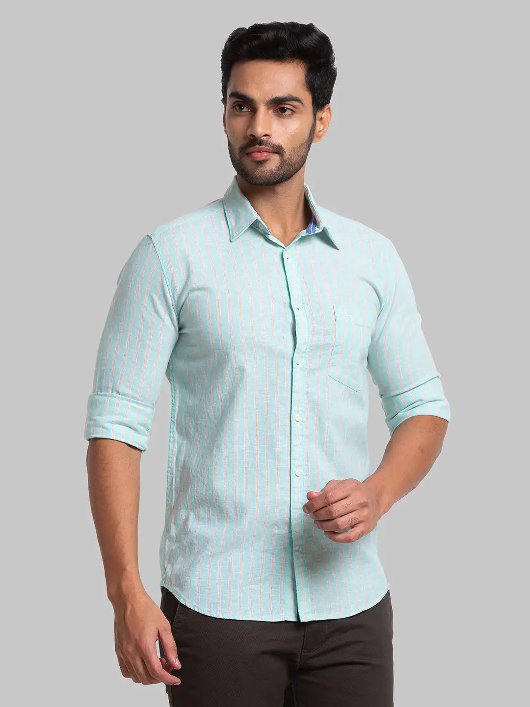 Men Slim Fit Medium Green Shirt