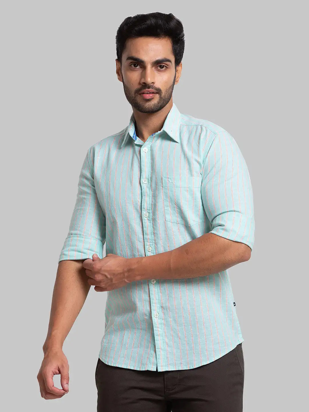 Men Slim Fit Medium Green Shirt