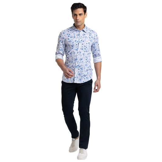 Men Tapered Fit Blue Trouser