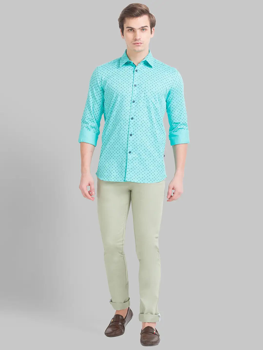 Men Slim Fit Medium Orange Shirt