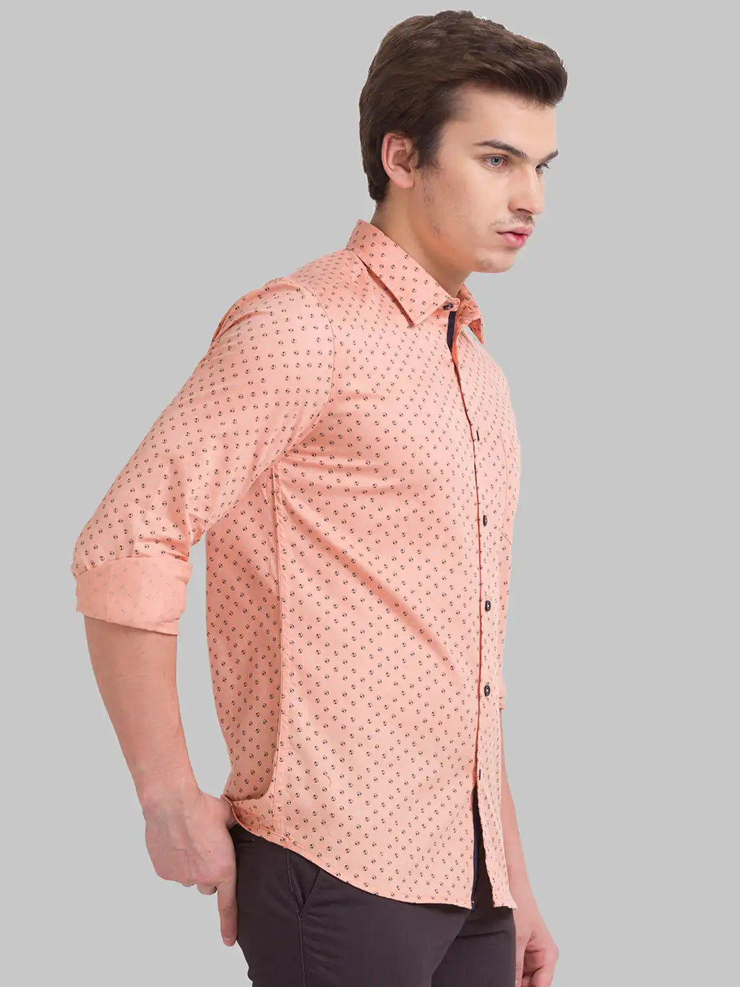 Men Slim Fit Dark Fawn Shirt