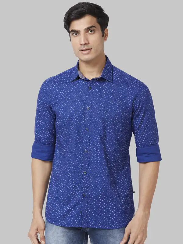 Men Slim Fit Blue Shirt
