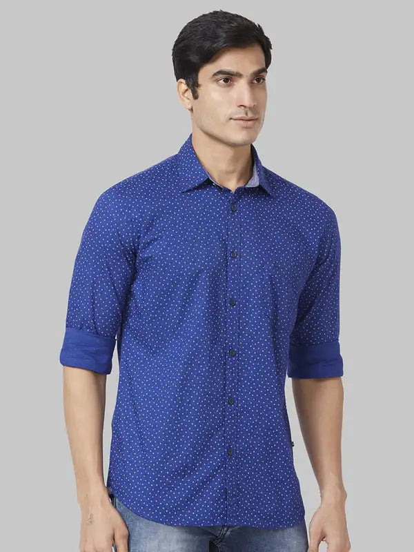 Men Slim Fit Blue Shirt