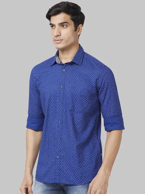 Men Slim Fit Blue Shirt