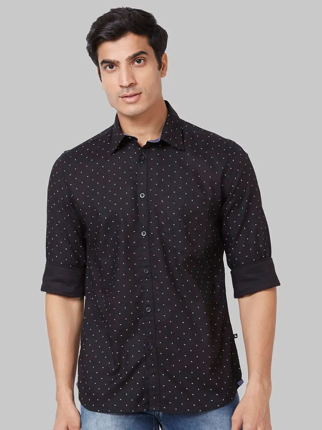 Parx Men Green Checks Slim Fit Cotton Blend Full Sleeve Shirt