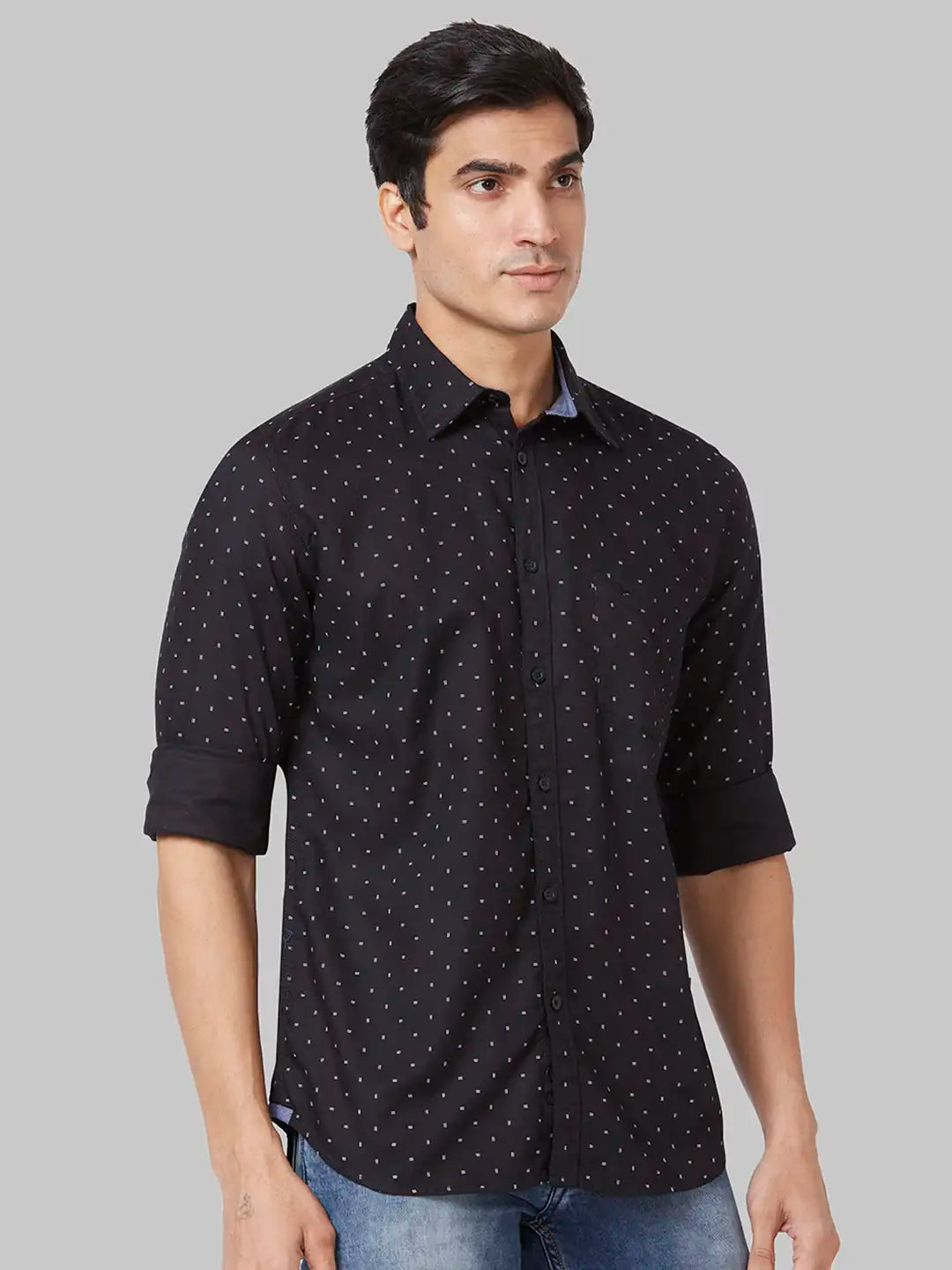 Parx Men Green Checks Slim Fit Cotton Blend Full Sleeve Shirt