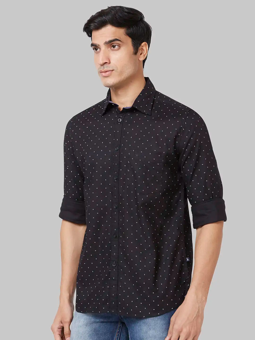 Parx Men Green Checks Slim Fit Cotton Blend Full Sleeve Shirt