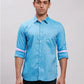 Parx Men White Printed Slim Fit Cotton Full Sleeve Cut Away Collar Shirt