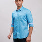 Parx Men White Printed Slim Fit Cotton Full Sleeve Cut Away Collar Shirt