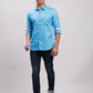 Parx Men White Printed Slim Fit Cotton Full Sleeve Cut Away Collar Shirt