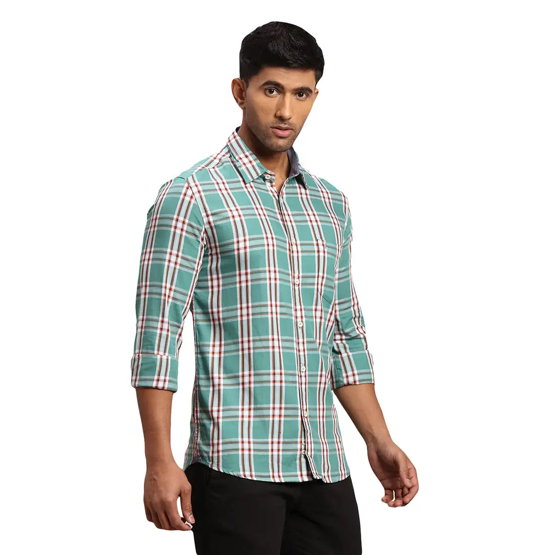 Men Slim Fit Medium Orange Shirt