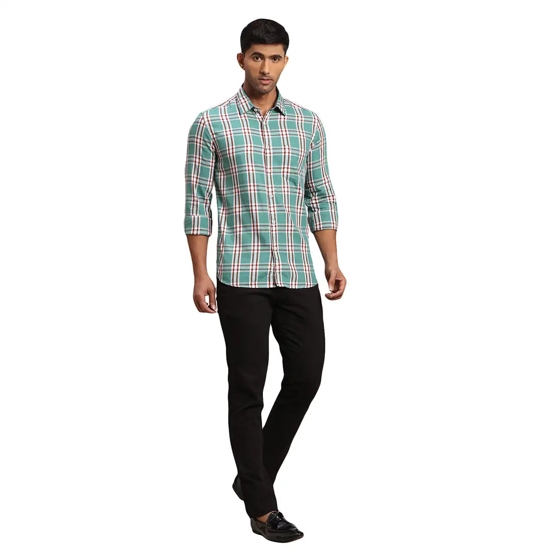 Men Slim Fit Medium Orange Shirt